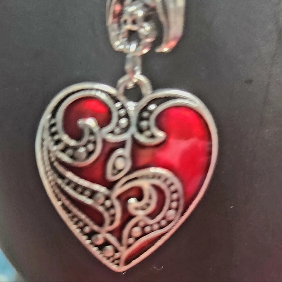 Heart Earrings Silver Enamel Drop Heart - Picture 4 of 8